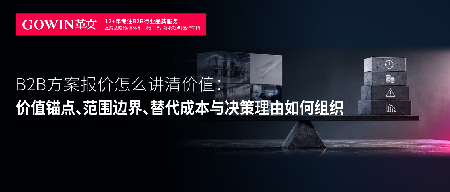 B2B方案报价怎么讲清价值：价值锚点、范围边界、替代成本与决策理由如何组织